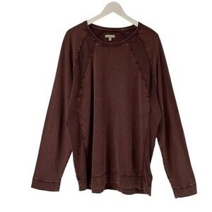 CALVIN KLEIN Knit Long Sleeve Shirt Elbow Patches Distressed Acid Wash Biker XXL